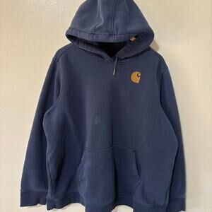 Carhartt Navy/Brown Grunge Workwear Heavyweight Hoodie W/Sleeve Hit Size 3XL